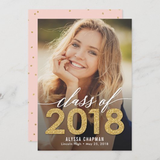 年きらめく次卒業発表招待状 招待状 (正面/裏面)