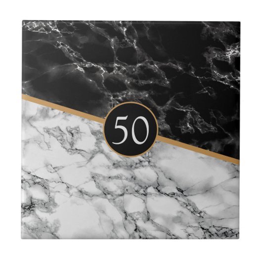 年ごとのギフトセラミックタイルフェイク白黒大理石 タイル (正面)