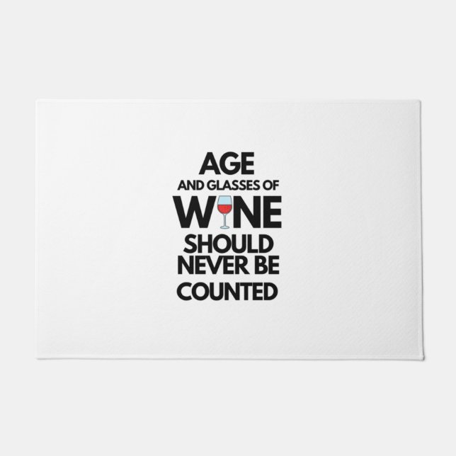 年とグラスのワインは数えられない ドアマット (正面)