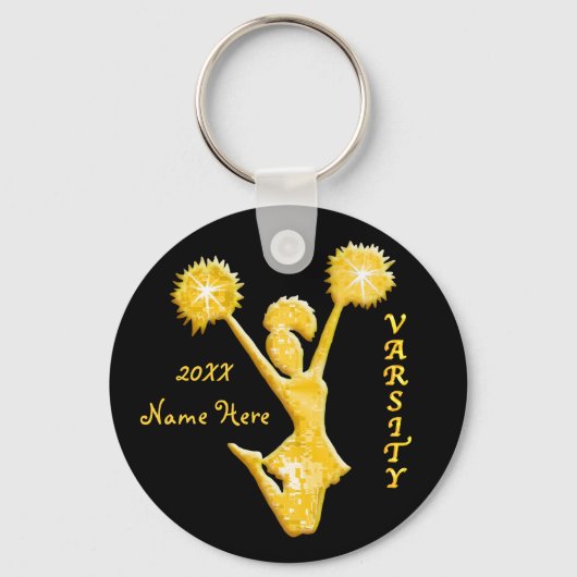 年とチアリーダーの名前入りチアキーチェーン キーホルダー (正面)