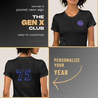 年と共にGENXクラブのネオンサインをポケットに入れる Tシャツ