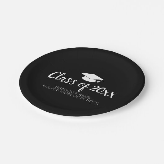 年と名前のクラス – 黒は色を変更できる ペーパープレート (アングル)