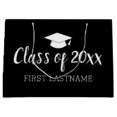 年と名前のクラス – 黒は色を変更できる ラージペーパーバッグ (正面)