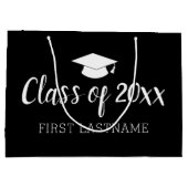 年と名前のクラス – 黒は色を変更できる ラージペーパーバッグ (裏面)