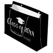 年と名前のクラス – 黒は色を変更できる ラージペーパーバッグ (正面アングル)