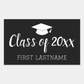 年と名前のクラス – 黒は色を変更できる 長方形シール (正面)