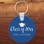 年と名前の区分 – 青で色を変更できる キーホルダー (正面)