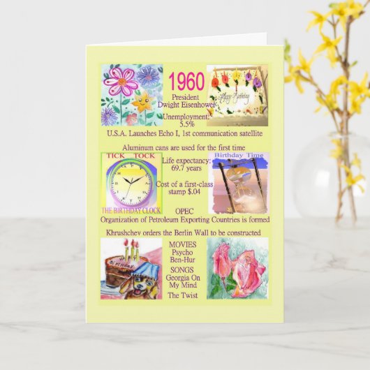 年についてのおもしろい事実の1960誕生日 カード (黄色い花)
