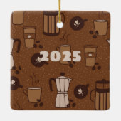 年のおもしろいコーヒークリスマスオーナメント セラミックオーナメント (裏面)