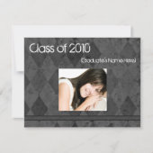 年のお洒落で黒い卒業の発表 招待状 (正面)