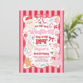 年のすばらしい時期 クリスマス リボン 誕生日 招待状 (スタンド正面)