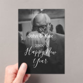 年のはじめのカップル写真　名前　年　白黒 アクリル招待状 (インサイチュ (ポータブル))