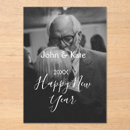 年のはじめのカップル写真 名前 年 白黒 アクリル招待状