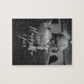 年のはじめのカップル写真 名前 年 白黒 ジグソーパズル (横)