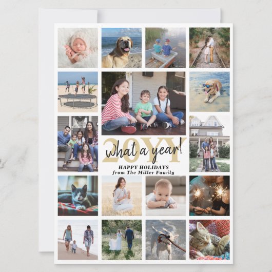 年のオーバーサイズ写真コラージュ金ゴールドと白 シーズンカード (正面)