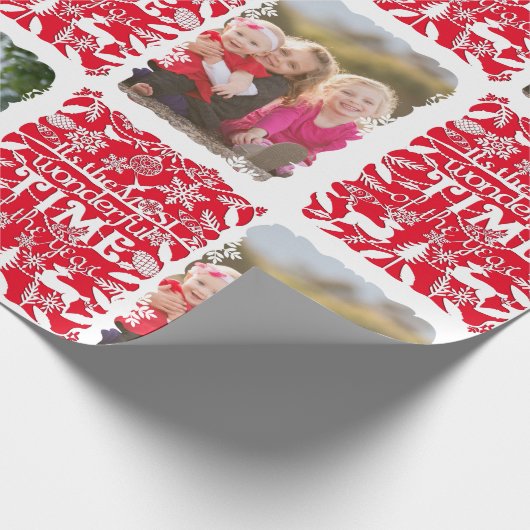 年のクリスマスの写真のすばらしい時間 ラッピングペーパー (角)