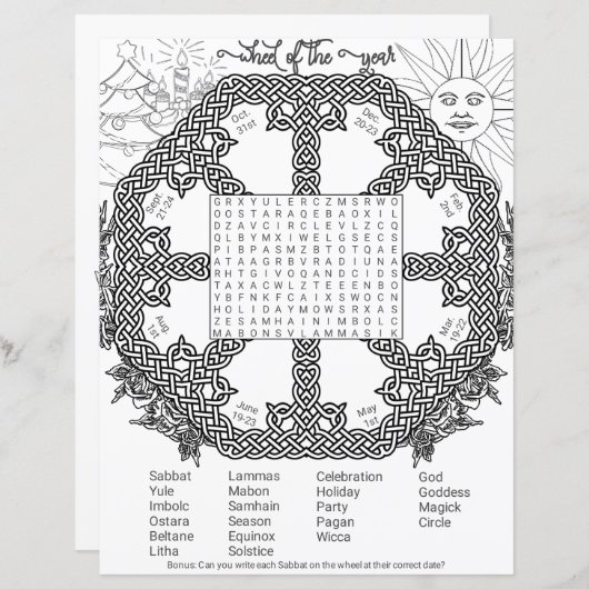 年のホイールWicca単語異教の検索ページ (正面/裏面)
