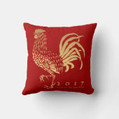 年のルースター2017カスタマイズ可能な赤い枕 クッション (裏面)