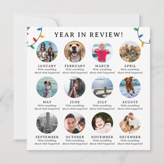 年のレビューのクリスマスカードファミリー毎月の写真 (裏面)