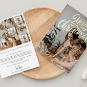 年のレビュー家族の写真コラージクリスマス金ゴールド 箔シーズンカード