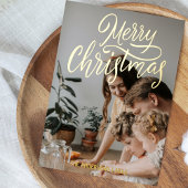 年のレビュー家族の写真コラージクリスマス金ゴールド 箔シーズンカード