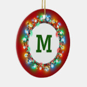 年の休日ライトのモノグラムのイニシャル セラミックオーナメント (右)