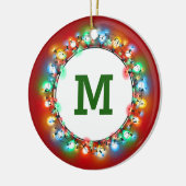 年の休日ライトのモノグラムのイニシャル セラミックオーナメント (左)