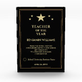 年の先生金ゴールドスターのロゴをパーソナライズ フォトブロック (正面)