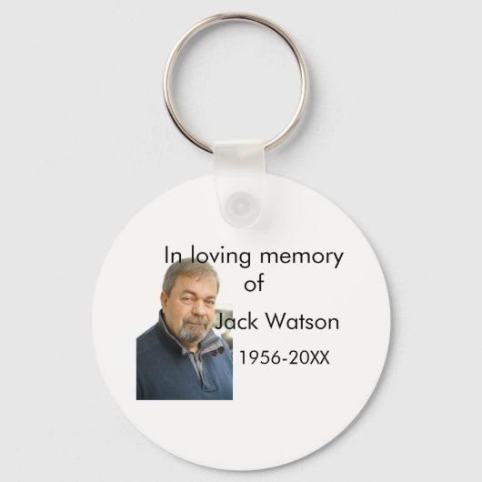 年の写真葬儀の名前の愛する思い出モダンで キーホルダー (正面)
