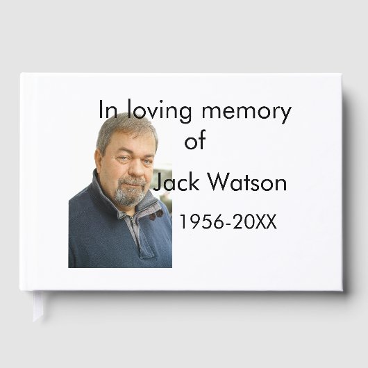 年の写真葬儀の名前の愛する思い出モダンで ゲストブック (正面)