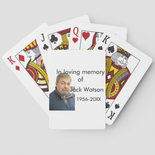 年の写真葬儀の名前の愛する思い出モダンで トランプ (裏面)