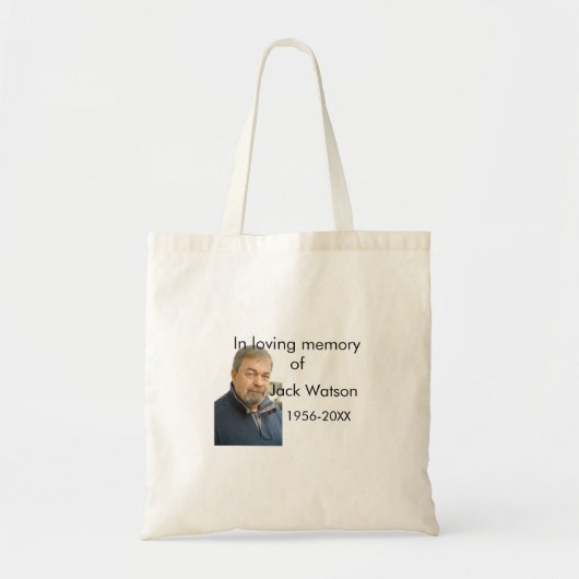 年の写真葬儀の名前の愛する思い出モダンで トートバッグ (正面)