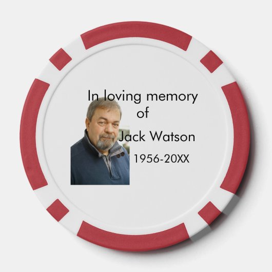 年の写真葬儀の名前の愛する思い出モダンで ポーカーチップ (裏面)