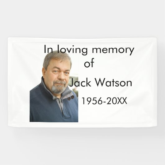 年の写真葬儀の名前の愛する思い出モダンで 横断幕 (横)