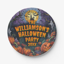 年の名前の追加ハローウィンパーティ7" ペーパープレート