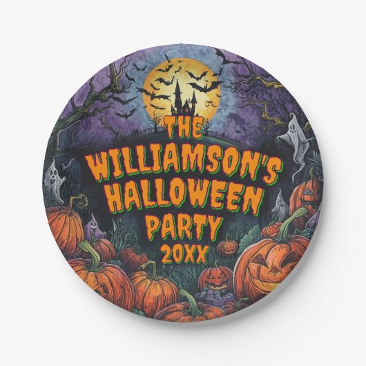年の名前の追加ハローウィンパーティ7" ペーパープレート (正面)