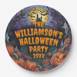 年の名前の追加ハローウィンパーティ9" ペーパープレート