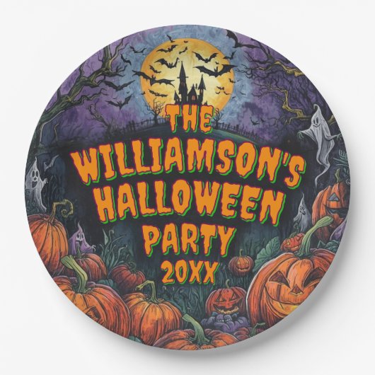 年の名前の追加ハローウィンパーティ9" ペーパープレート (正面)