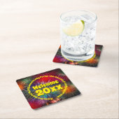 年の変更の編集文字名の追加20xx スクエアペーパーコースター (インサイチュ)