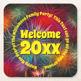 年の変更の編集文字名の追加20xx スクエアペーパーコースター