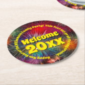 年の変更の編集文字名の追加20xx ラウンドペーパーコースター (アングル)