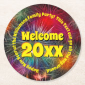 年の変更の編集文字名の追加20xx ラウンドペーパーコースター (正面)