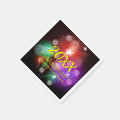 年の変更、名前の追加文字新年の花火 スタンダードカクテルナプキン (角)