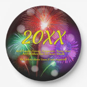 年の変更、名前の追加文字新年の花火 ペーパープレート (正面)