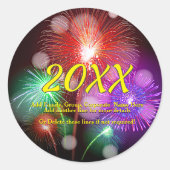 年の変更、名前の追加文字新年の花火 ラウンドシール (正面)