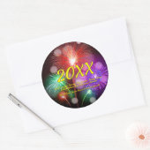 年の変更、名前の追加文字新年の花火 ラウンドシール (封筒)