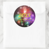 年の変更、名前の追加文字新年の花火 ラウンドシール (バッグ)