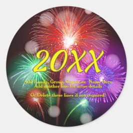 年の変更、名前の追加文字新年の花火 ラウンドシール