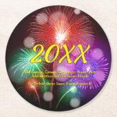 年の変更、名前の追加文字新年の花火 ラウンドペーパーコースター (正面)