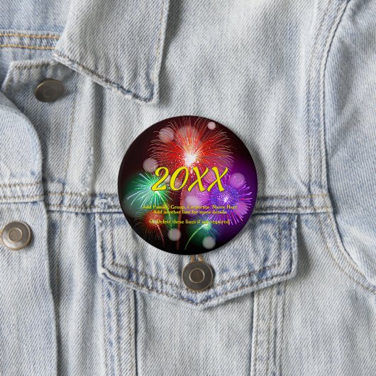 年の変更、名前の追加文字新年の花火 缶バッジ (インサイチュ)